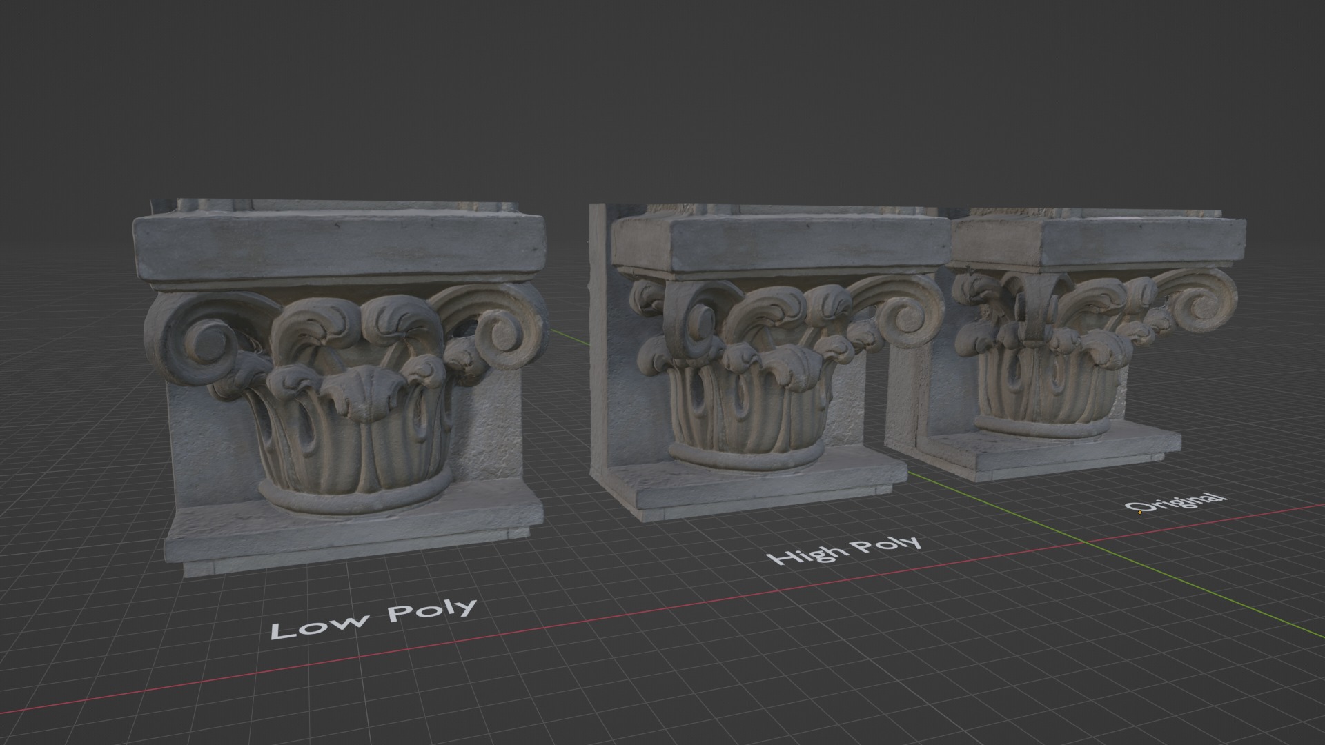 3D Scan of a Decorative Architectural Capital Low-poly 3D model_1