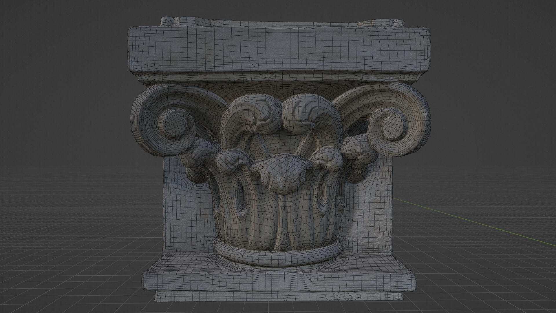 3D Scan of a Decorative Architectural Capital Low-poly 3D model_5