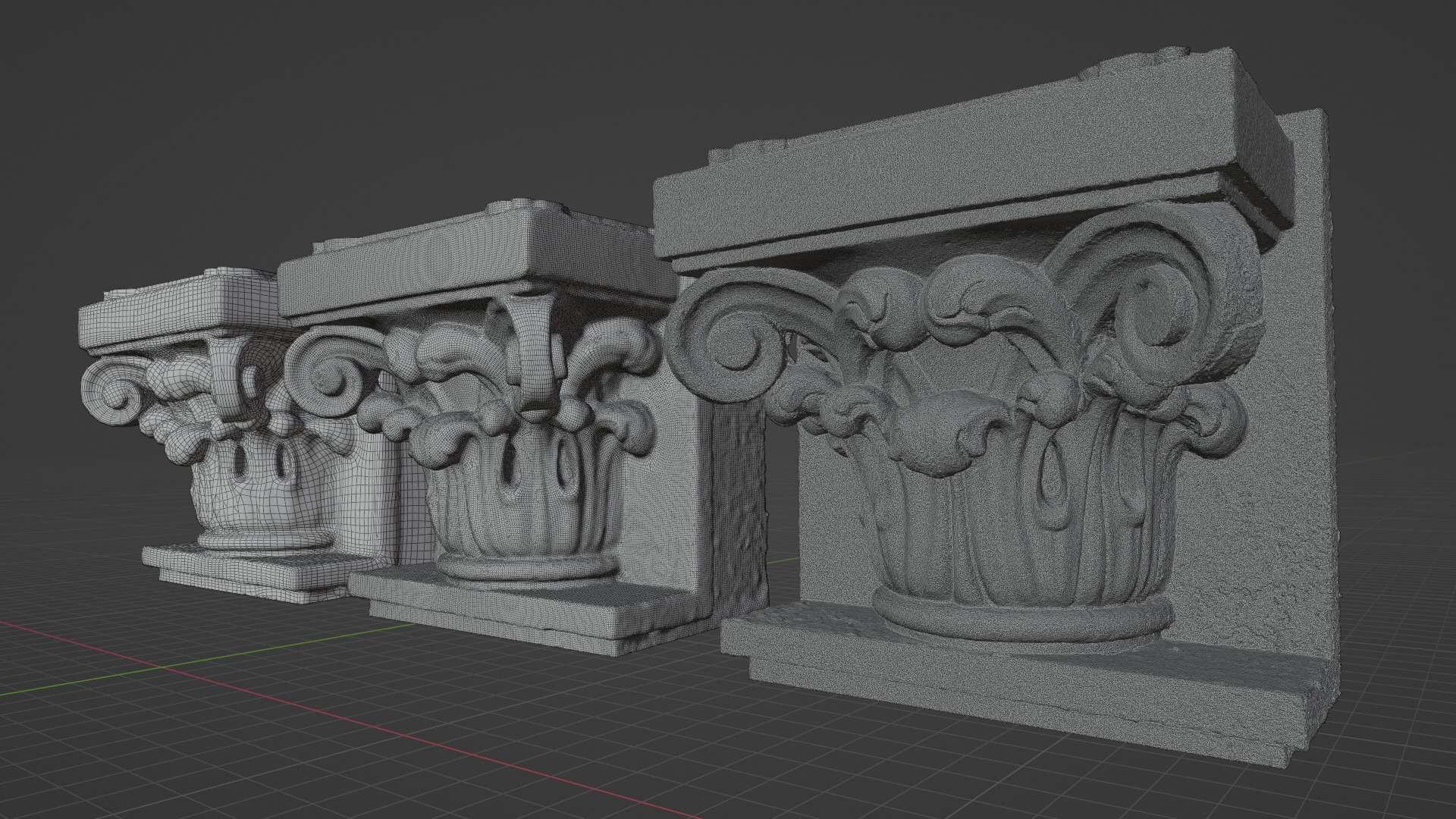 3D Scan of a Decorative Architectural Capital Low-poly 3D model_2