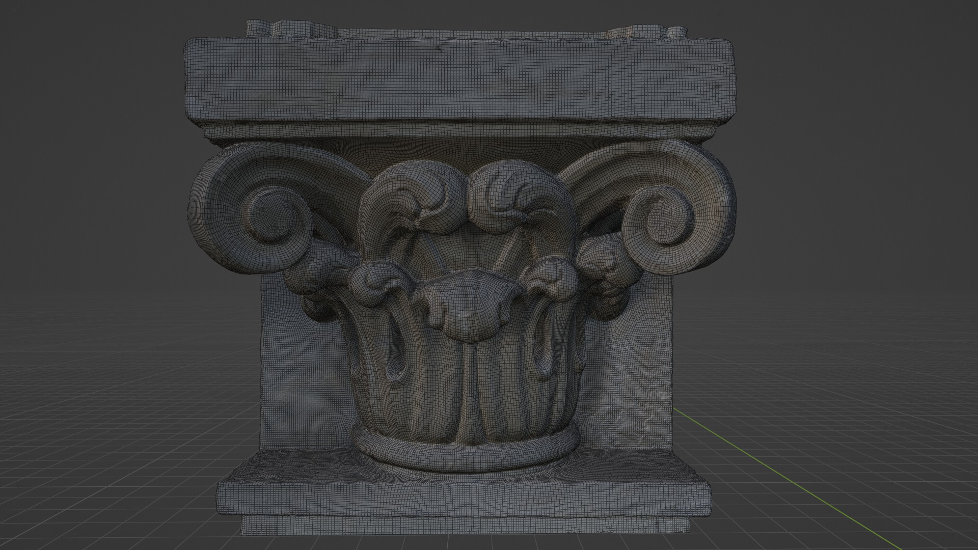 3D Scan of a Decorative Architectural Capital Low-poly 3D model_6