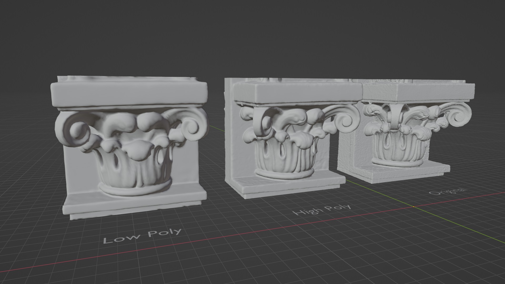 3D Scan of a Decorative Architectural Capital Low-poly 3D model_4