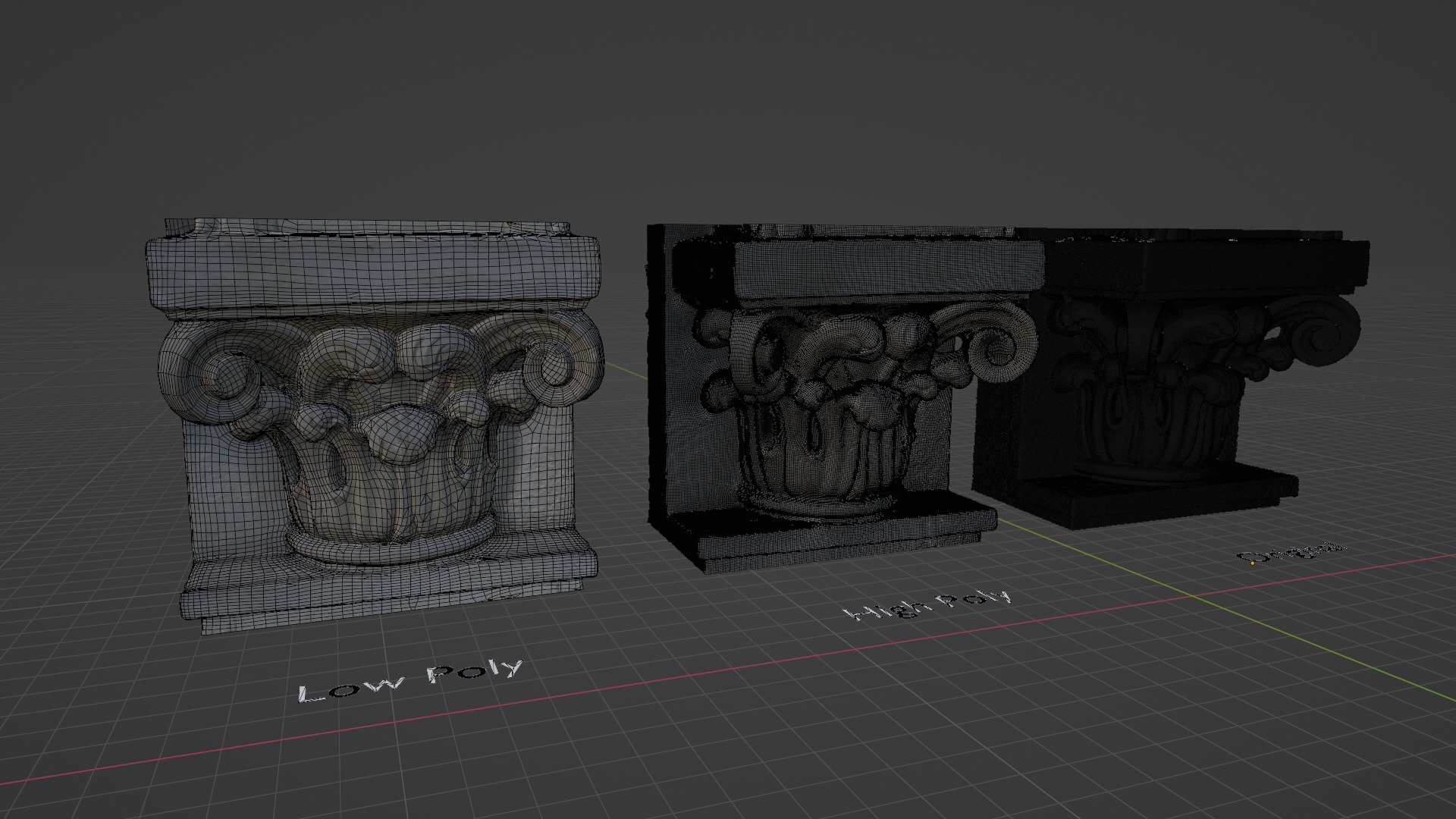 3D Scan of a Decorative Architectural Capital Low-poly 3D model_3