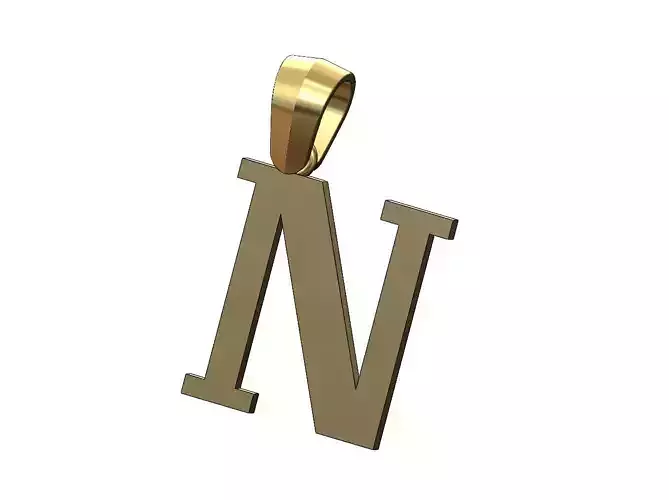 N initial letter pendant charm with bail