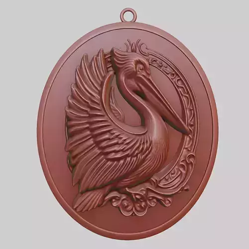 Pelican Animal Pendant Pelican Animal Medallion 