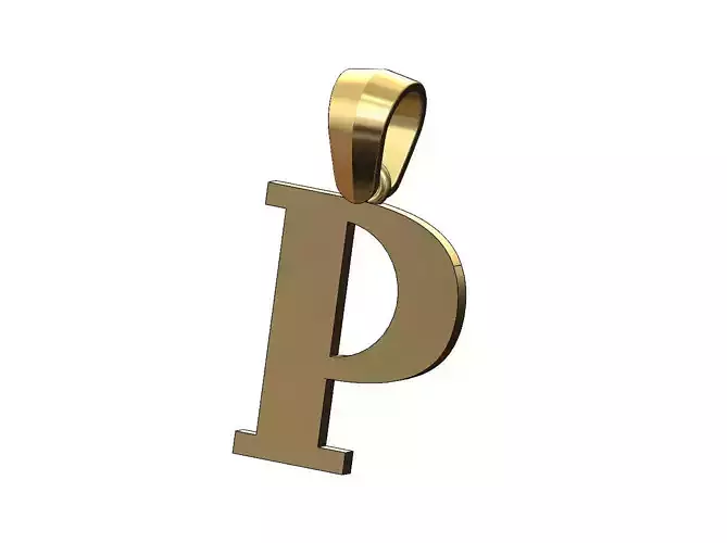 P initial letter pendant charm with bail