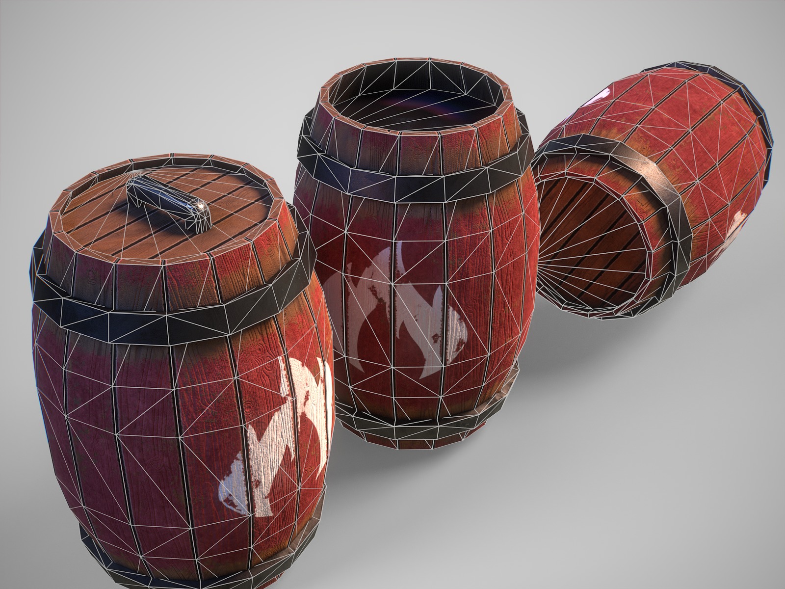 Stylized gameready barrel with oil Low-poly 3D model_9
