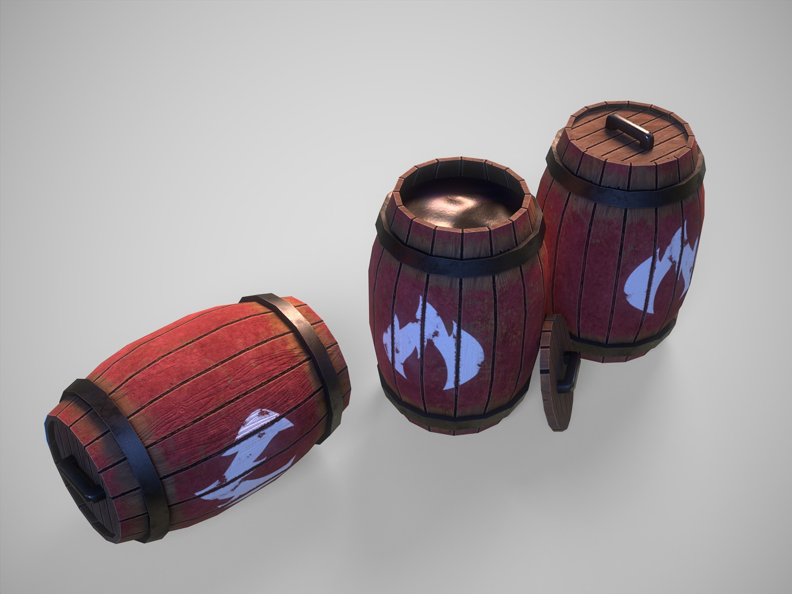 Stylized gameready barrel with oil Low-poly 3D model_6