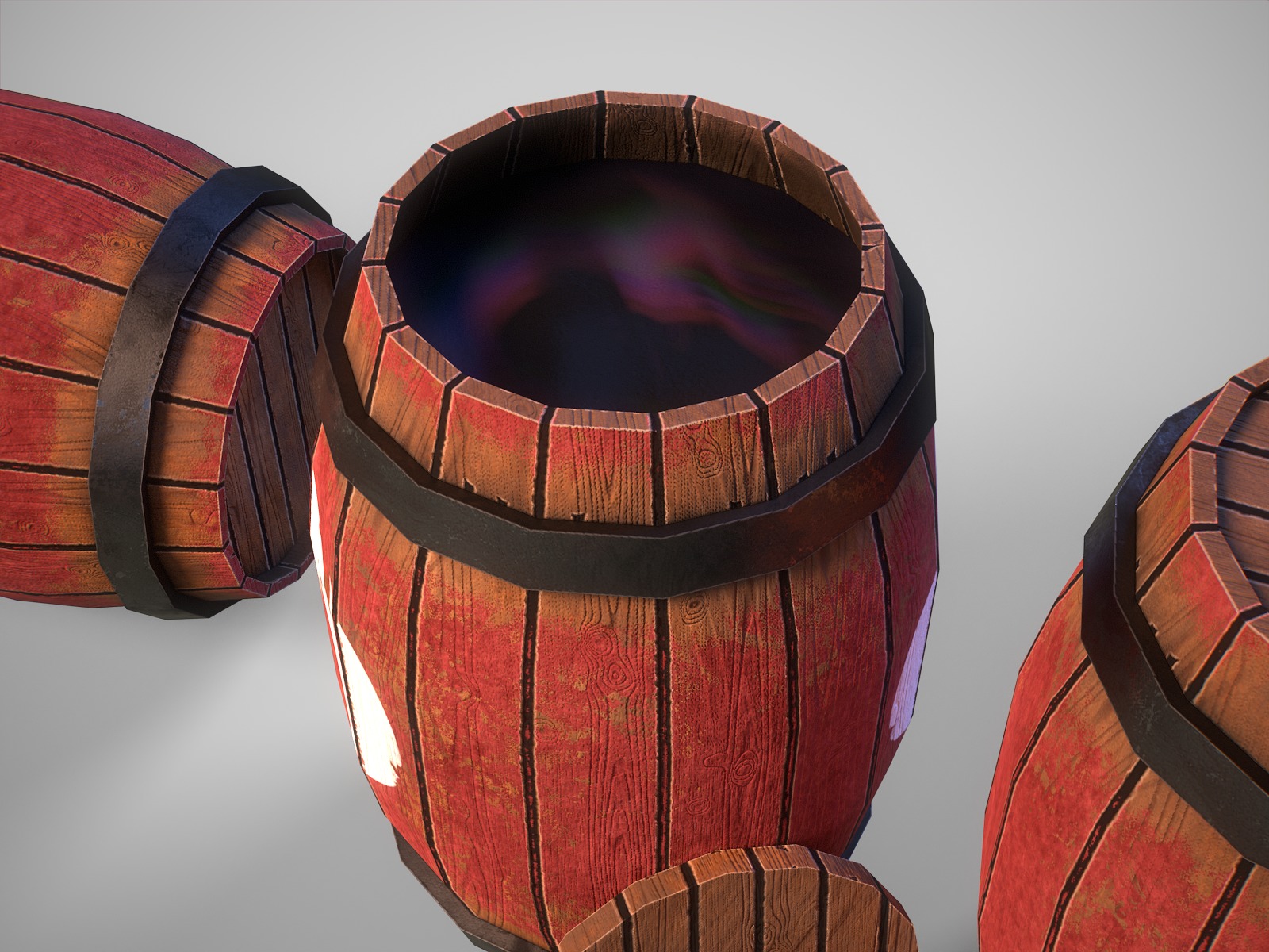 Stylized gameready barrel with oil Low-poly 3D model_4