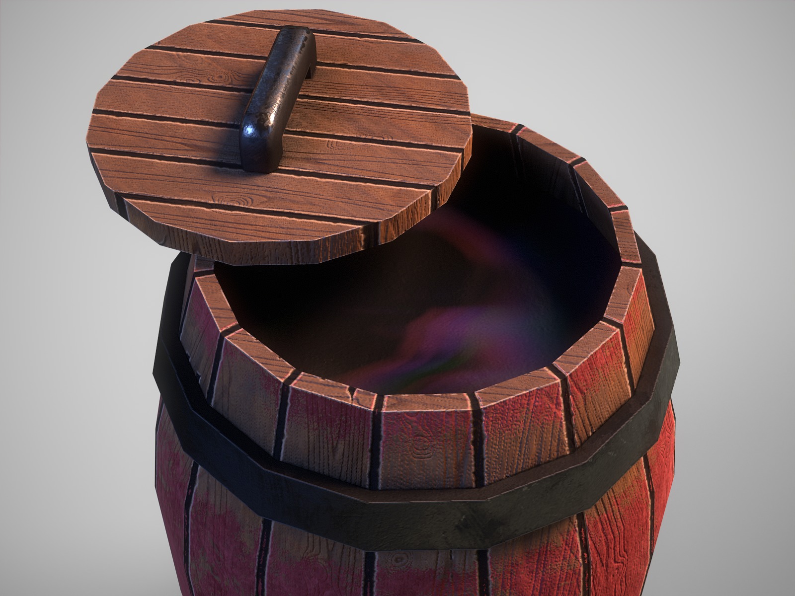 Stylized gameready barrel with oil Low-poly 3D model_2