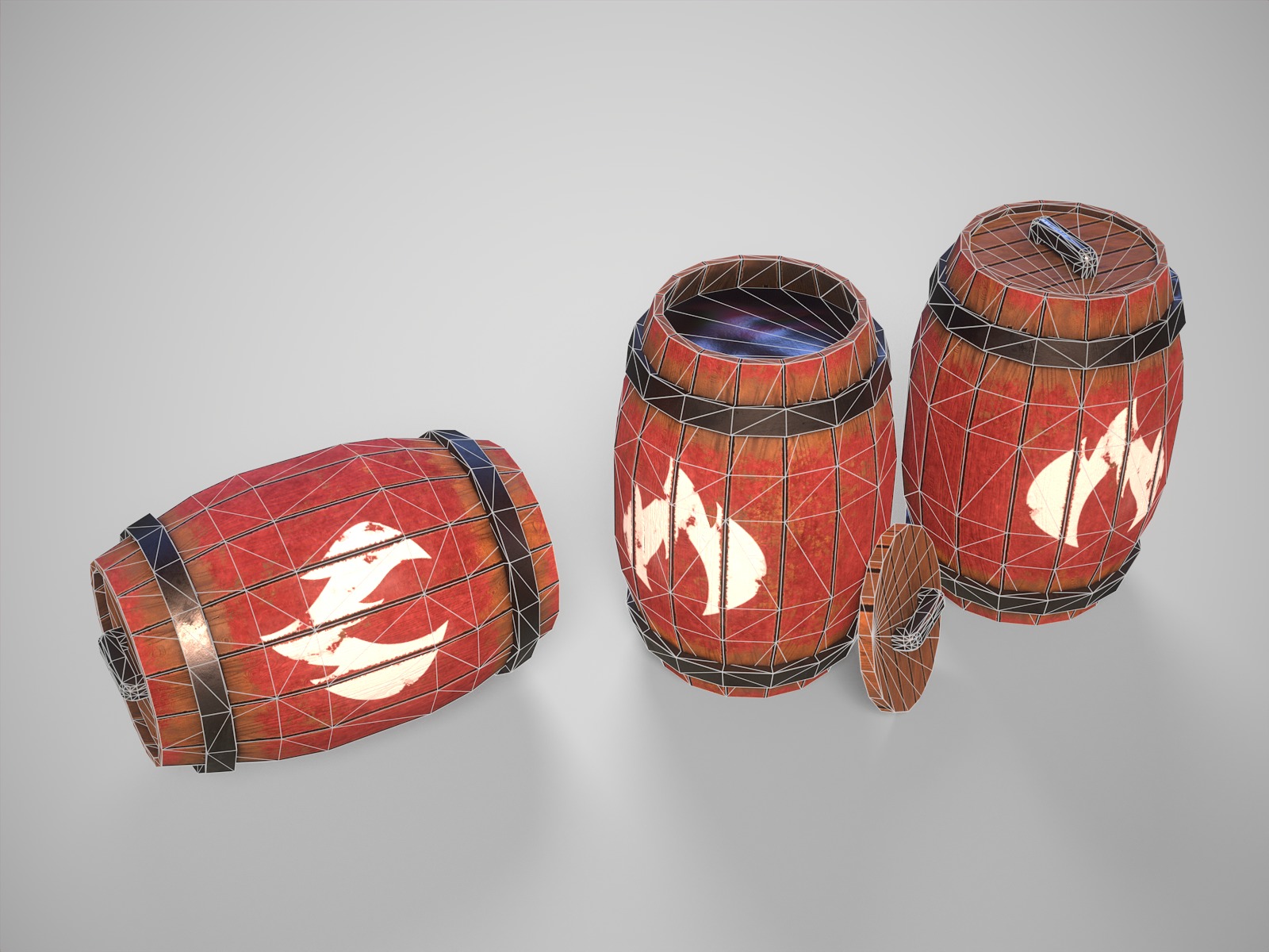 Stylized gameready barrel with oil Low-poly 3D model_8