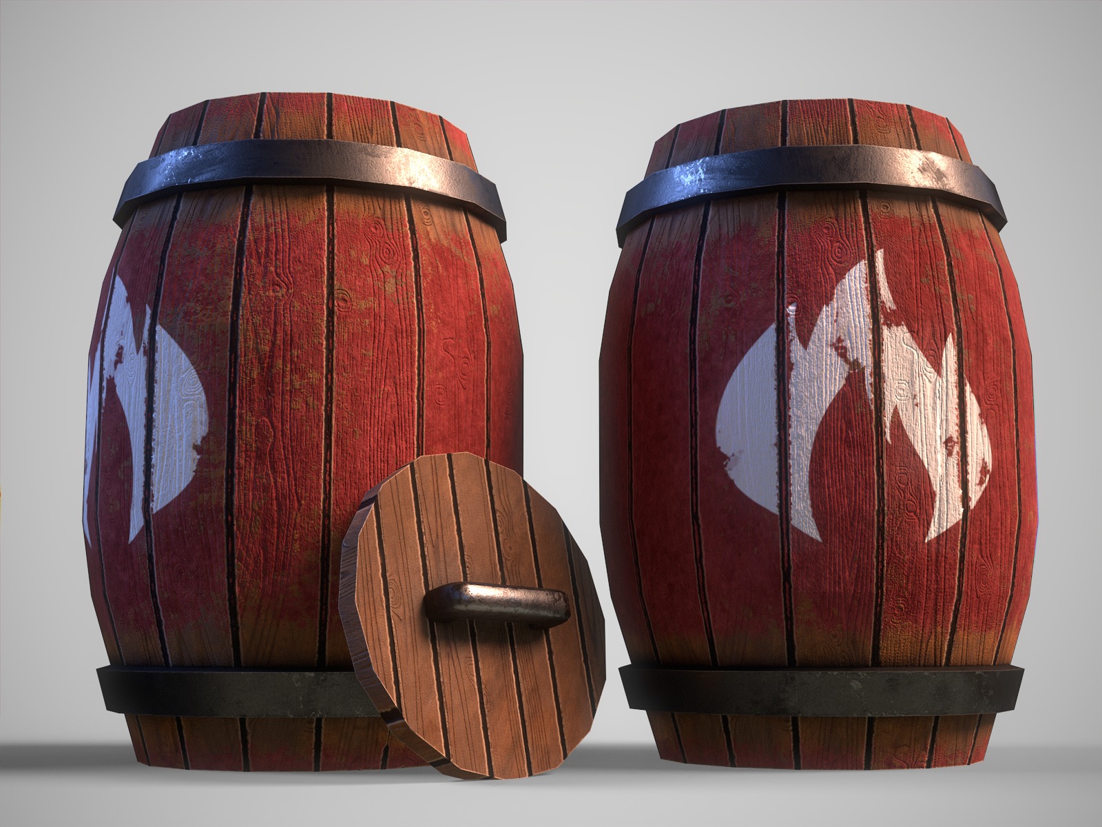 Stylized gameready barrel with oil Low-poly 3D model_3