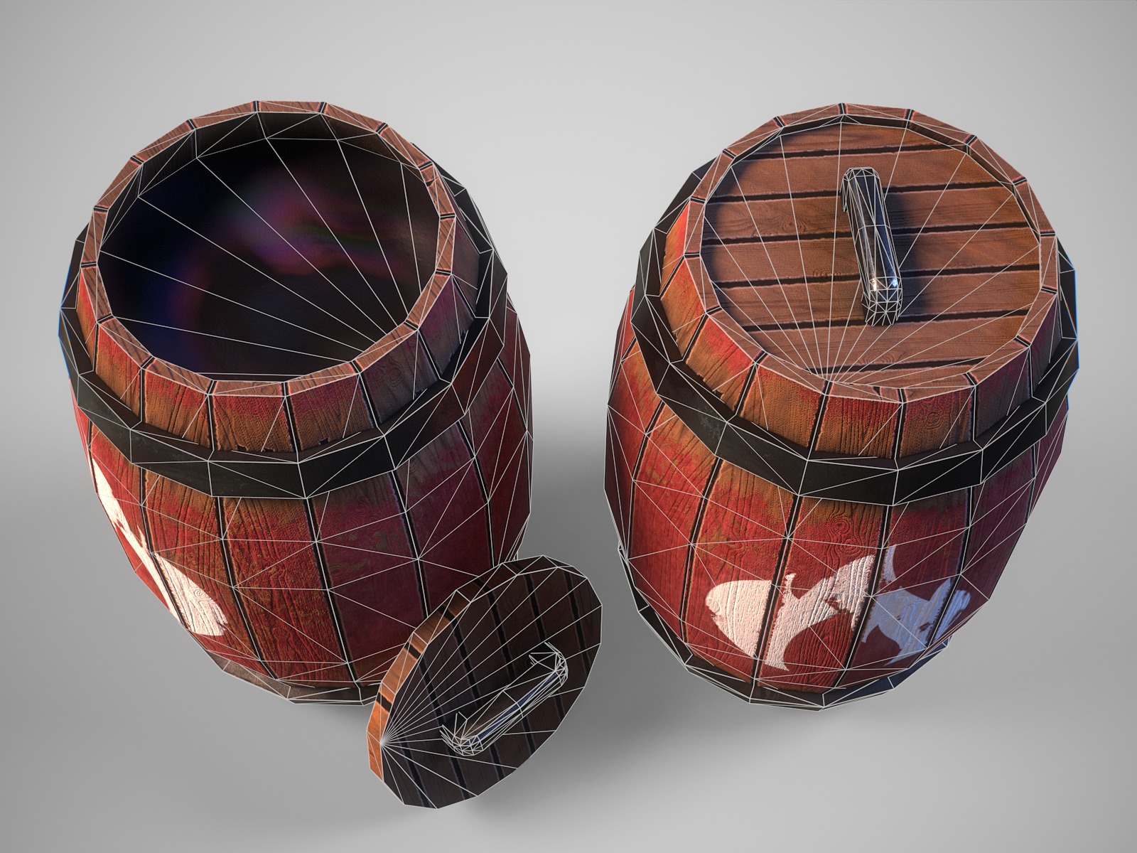 Stylized gameready barrel with oil Low-poly 3D model_10