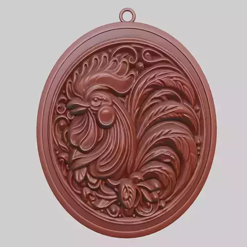 Rooster Animal Pendant Rooster Animal Medallion 