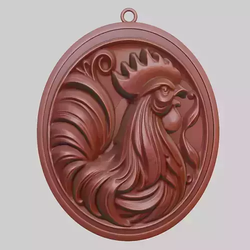 Rooster Animal Pendant Rooster Animal Medallion 