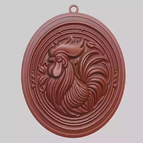 Rooster Animal Pendant Rooster Animal Medallion 