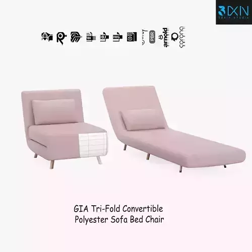 GIA Tri-Fold Convertible Polyester Sofa Bed Chair 3D model