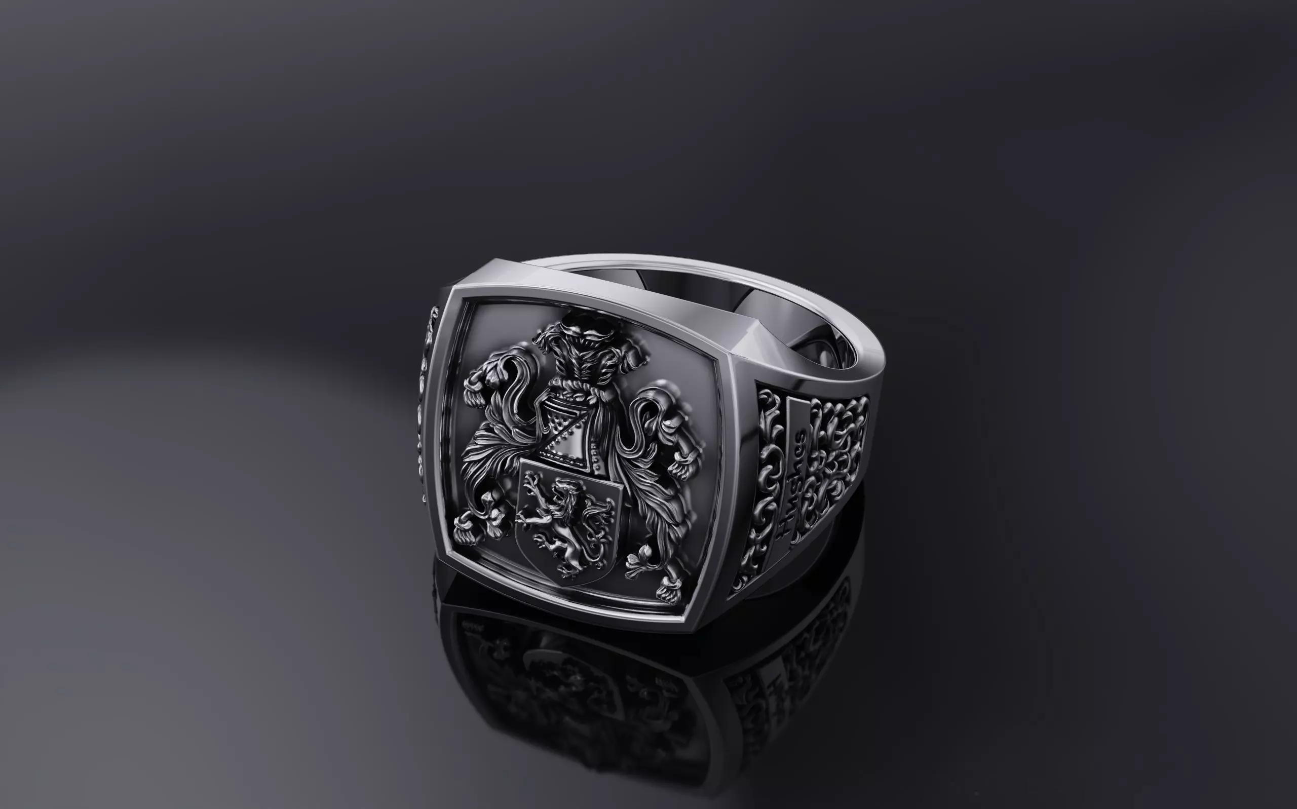 FAMILY CREST RING 3D MODEL 3D print model_0