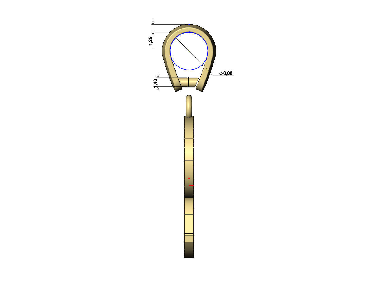 R initial letter pendant charm with bail 3D print model_10