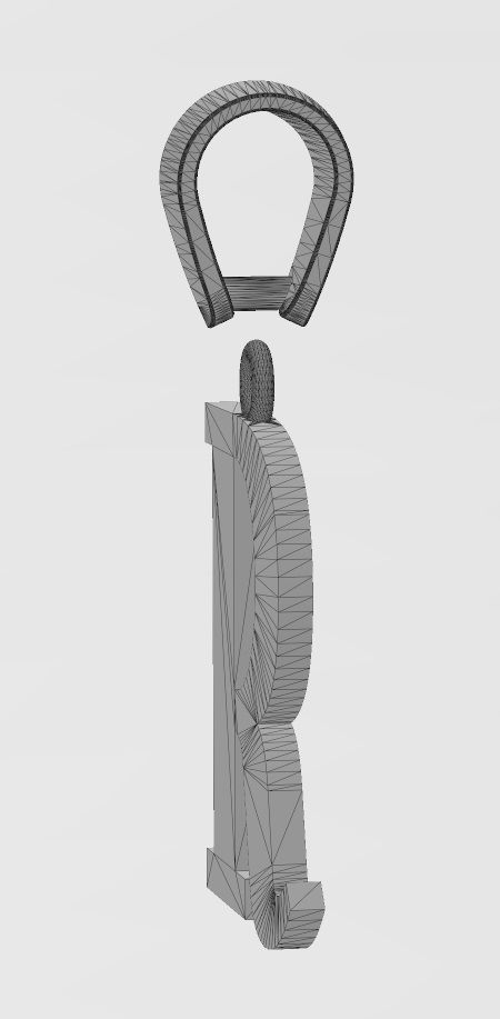 R initial letter pendant charm with bail 3D print model_15