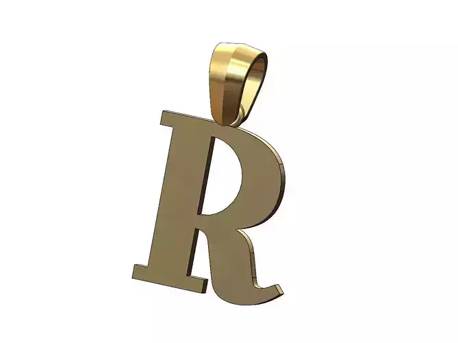 R initial letter pendant charm with bail