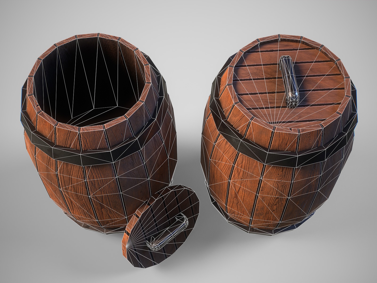 Stylized gameready empty barrel Low-poly 3D model_10