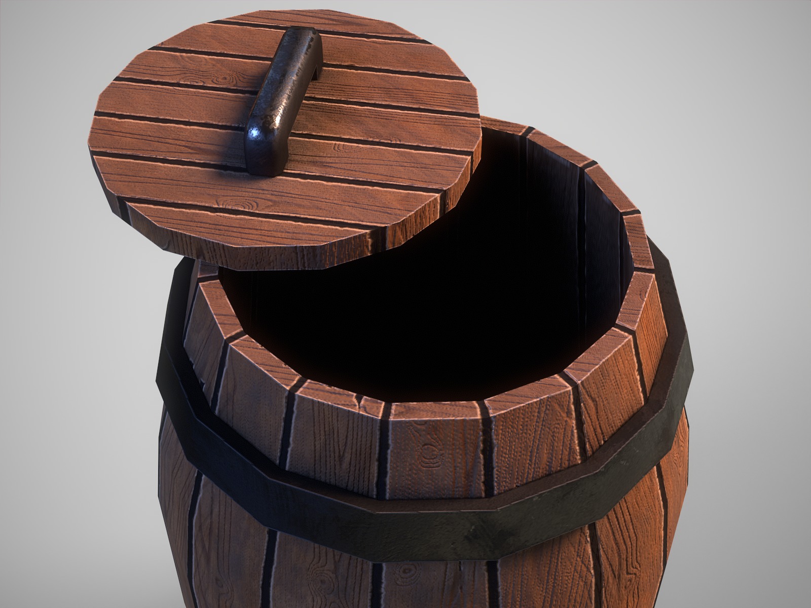 Stylized gameready empty barrel Low-poly 3D model_2