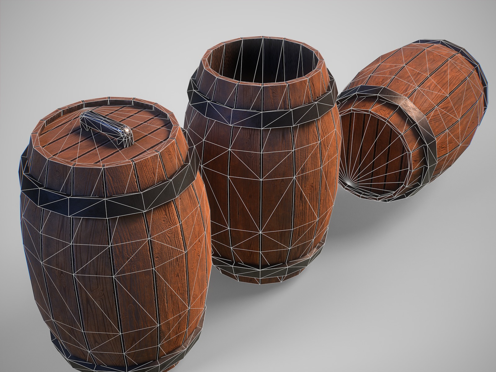 Stylized gameready empty barrel Low-poly 3D model_8