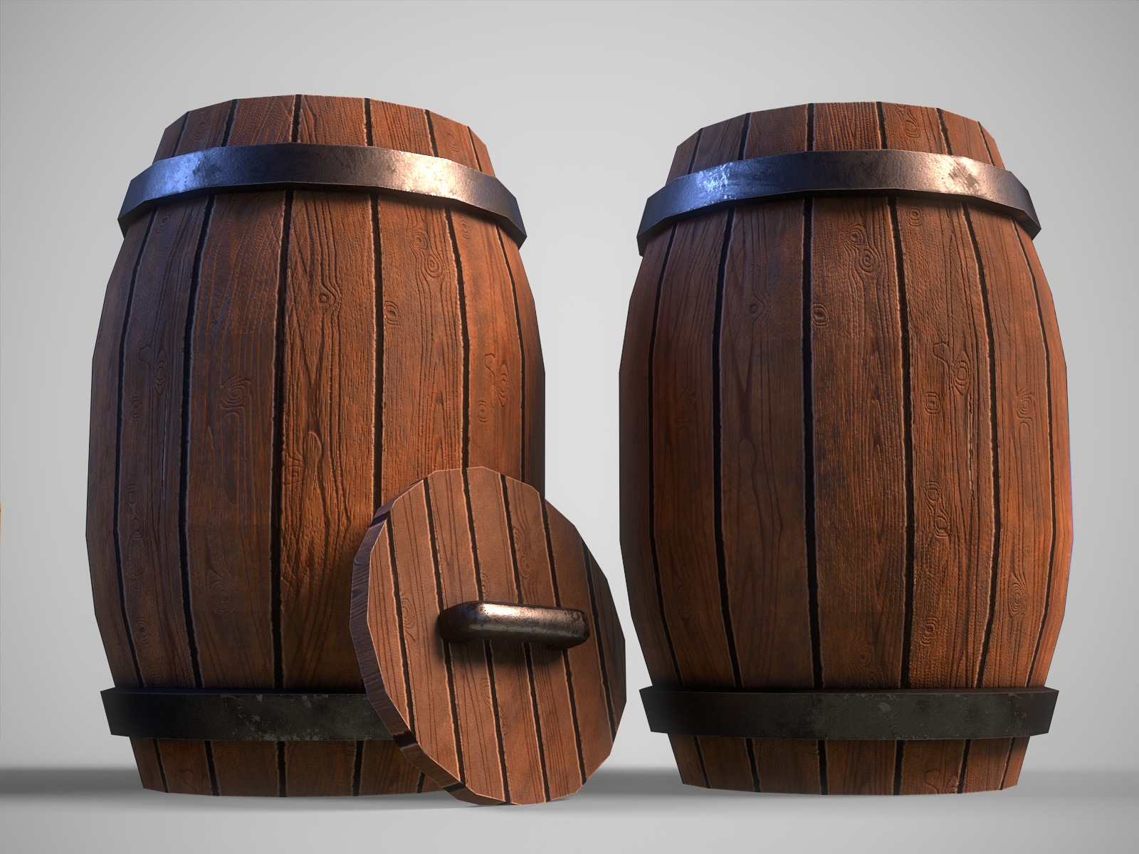 Stylized gameready empty barrel Low-poly 3D model_3