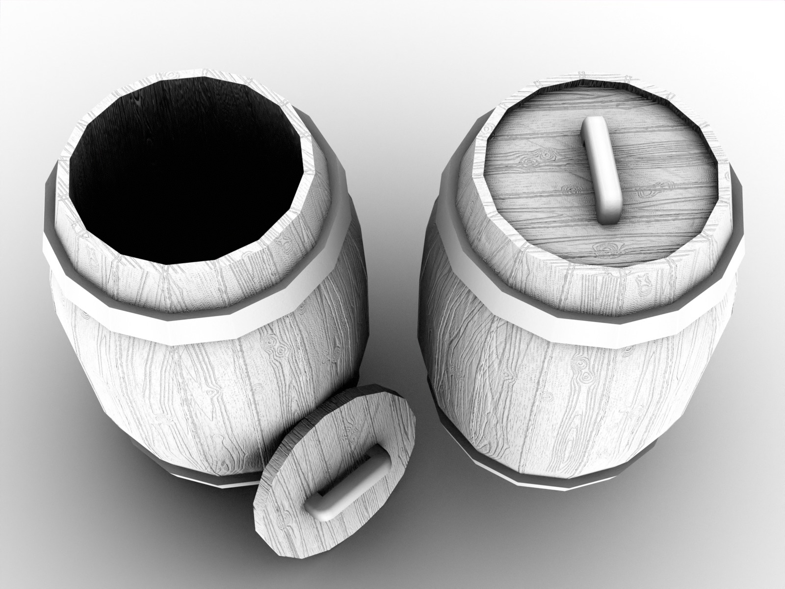 Stylized gameready empty barrel Low-poly 3D model_15