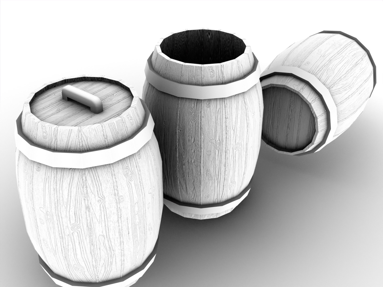 Stylized gameready empty barrel Low-poly 3D model_14