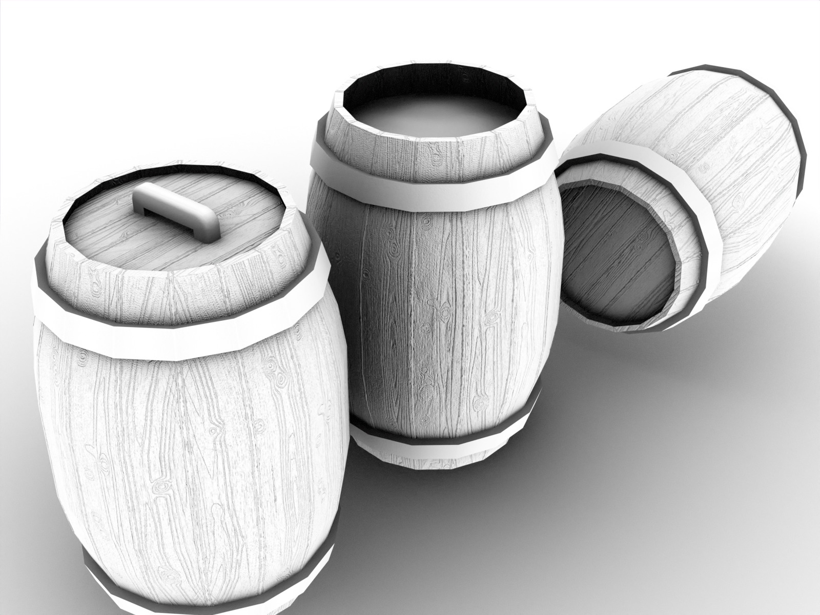 Interactive gameready barrels pack 3D Model Collection_16