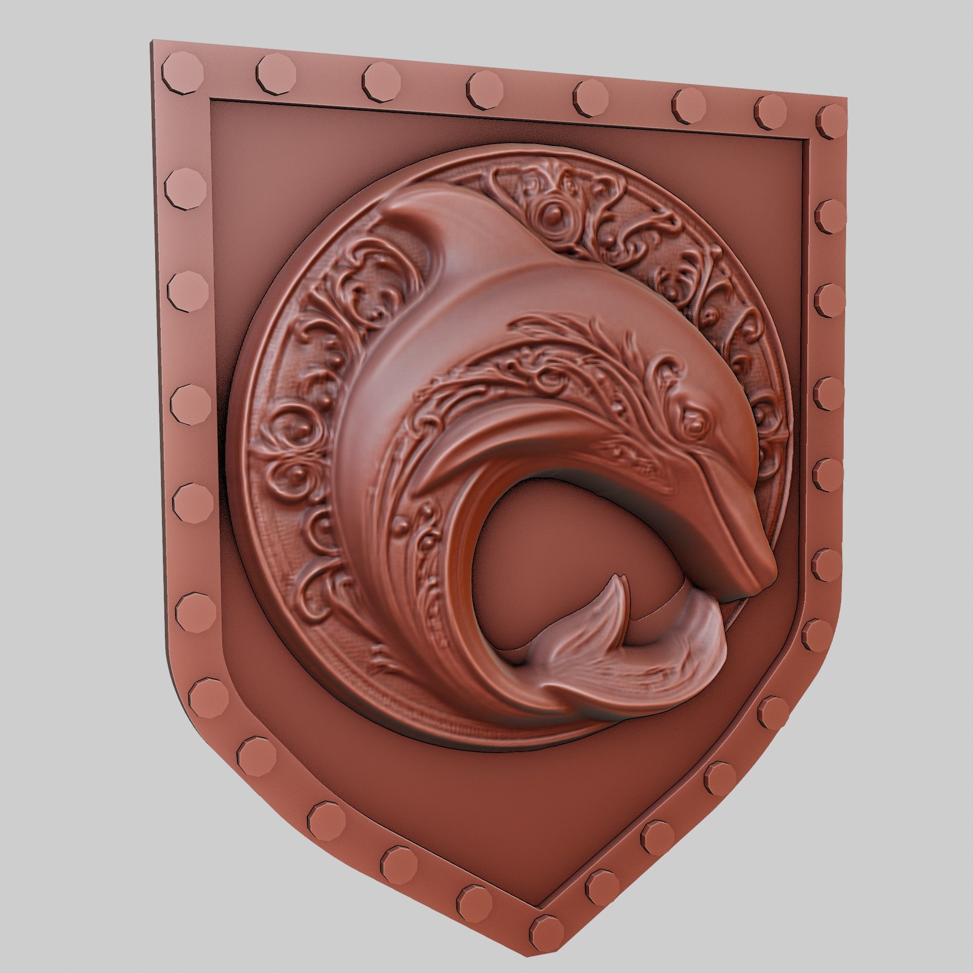 Dolphin Animal Wall Art Dolphin Animal Medallion  3D print model_3