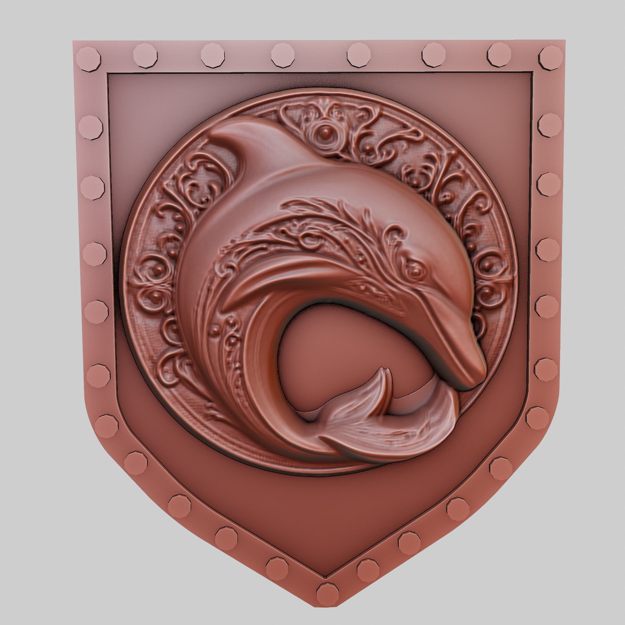 Dolphin Animal Wall Art Dolphin Animal Medallion  3D print model_2