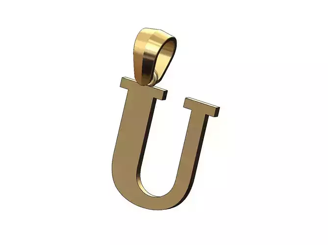 U initial letter pendant charm with bail
