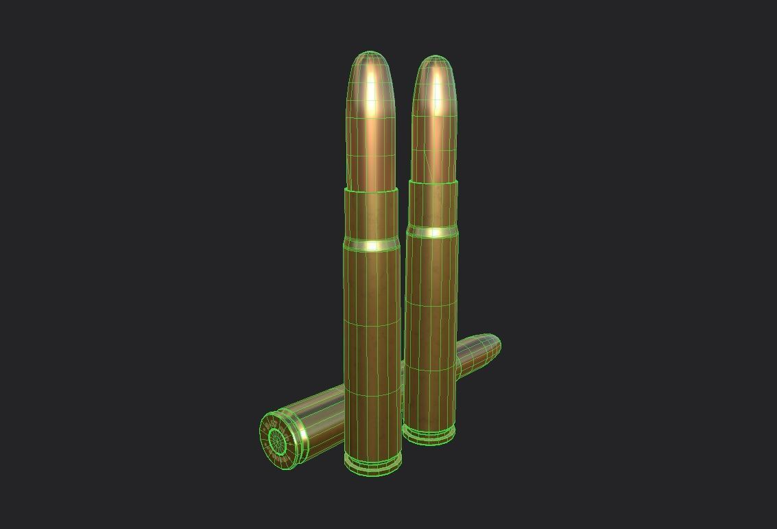 9-57mm-Mauser Ammo Low-poly 3D model_1