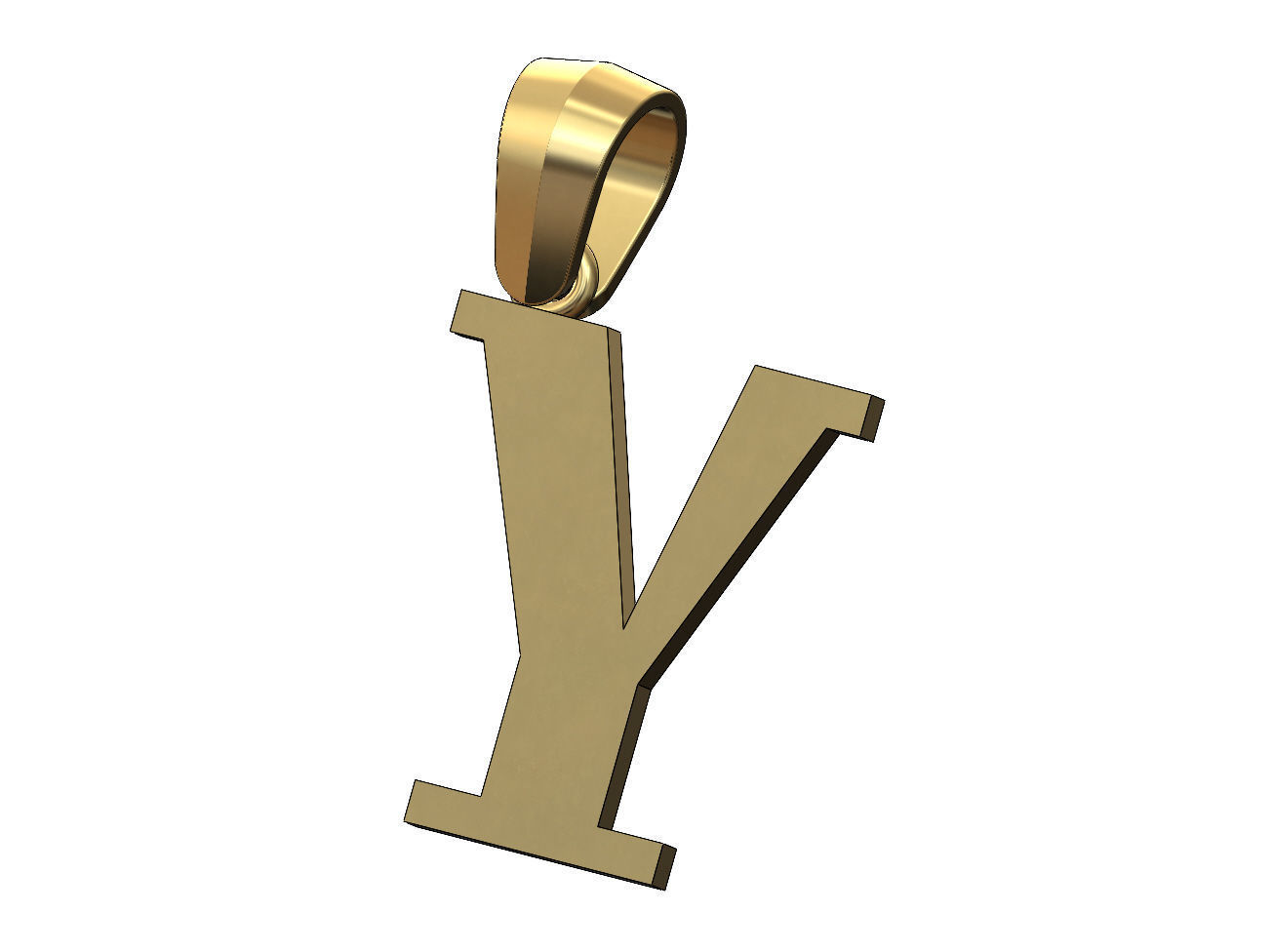 Y initial letter pendant charm with bail 3D print model_1