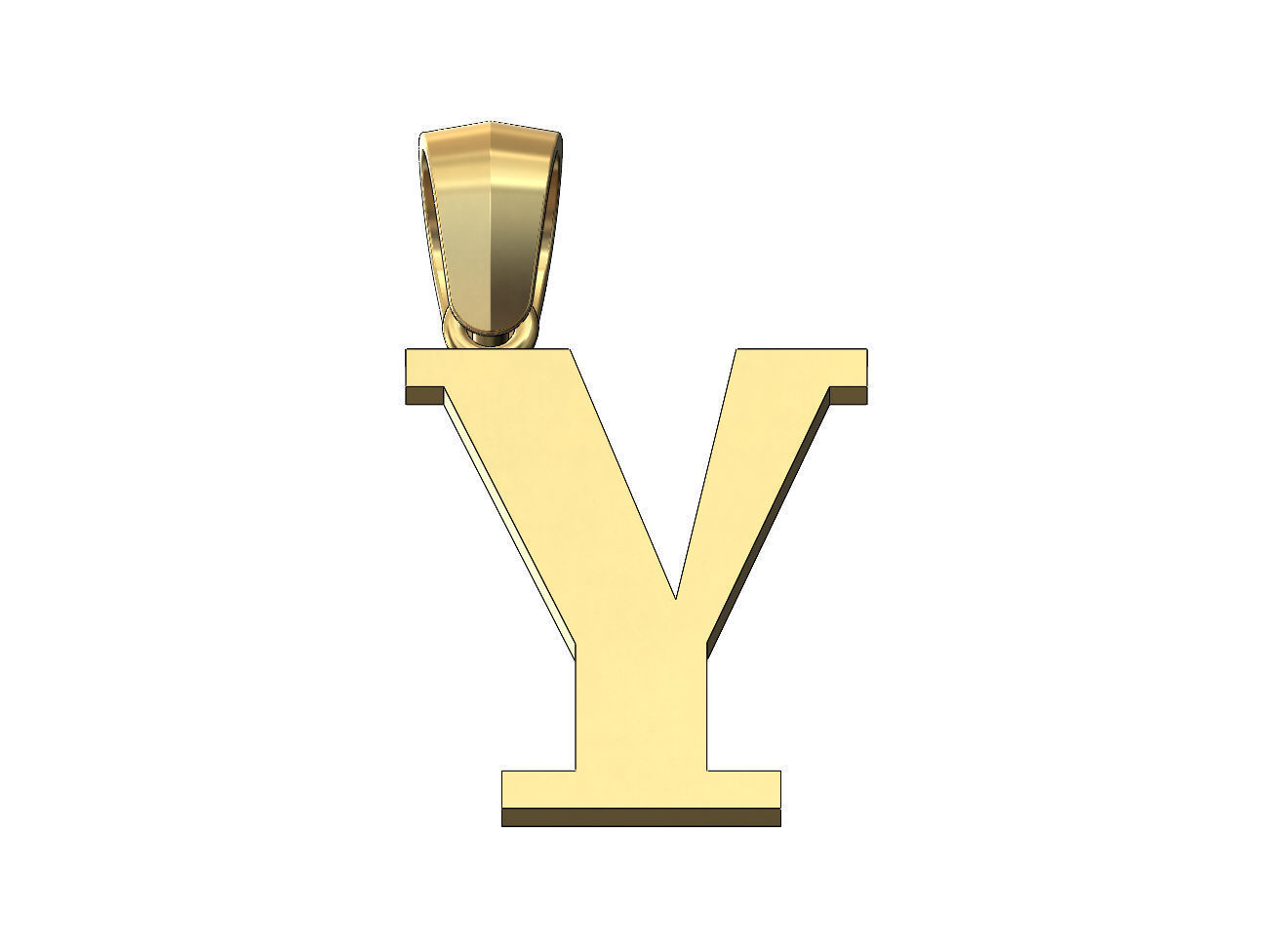 Y initial letter pendant charm with bail 3D print model_2