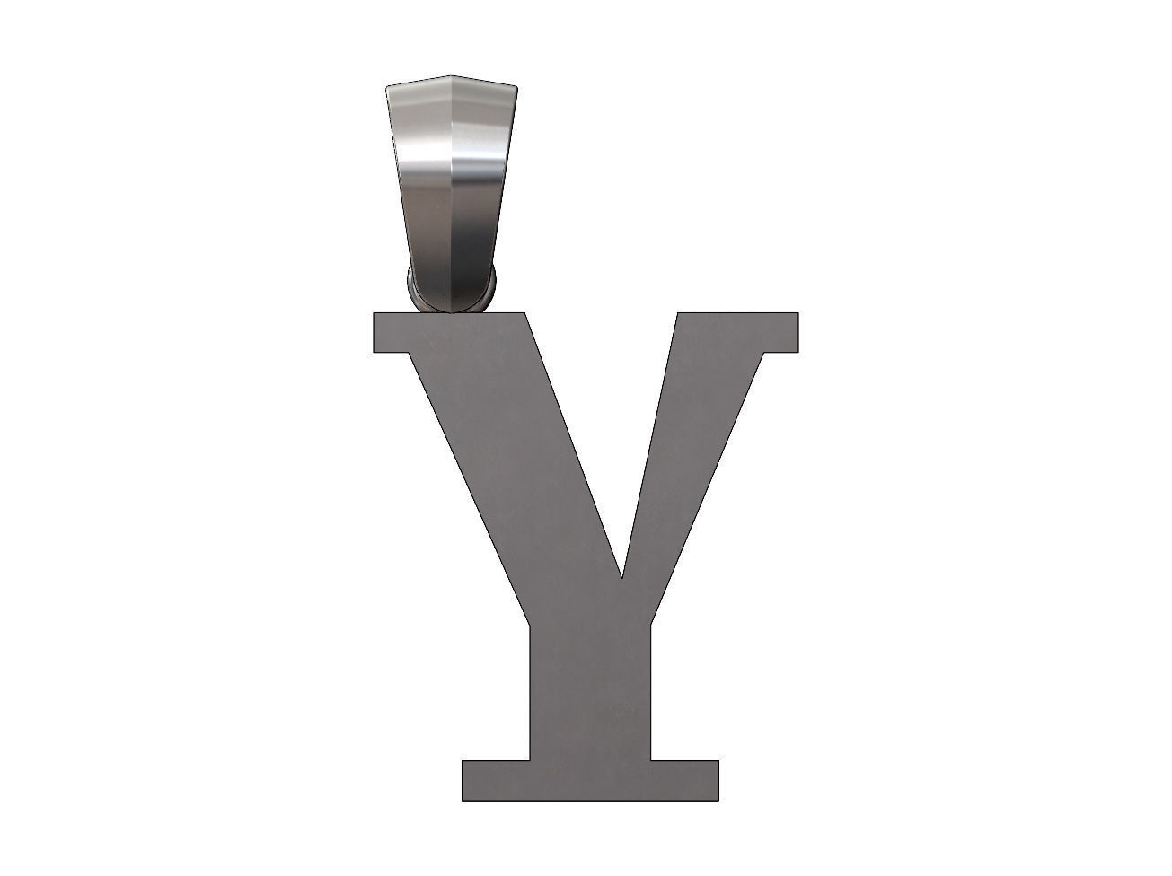Y initial letter pendant charm with bail 3D print model_13
