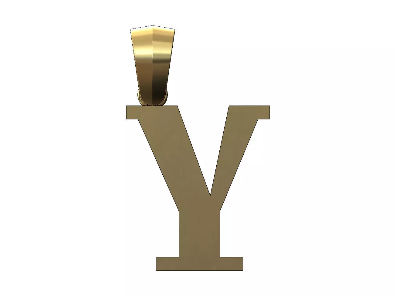 Y initial letter pendant charm with bail 3D print model_0