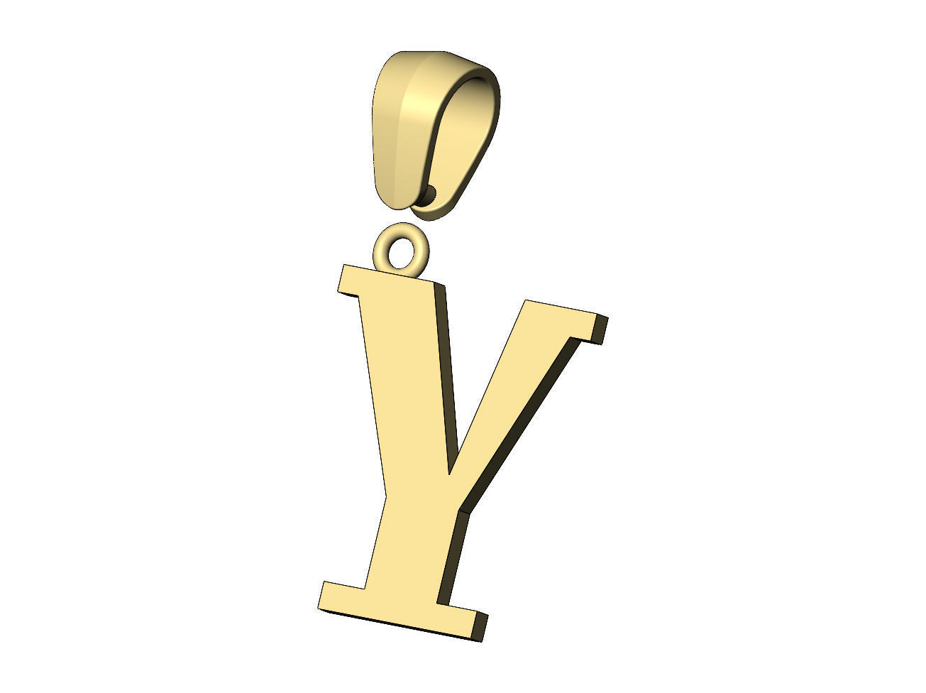 Y initial letter pendant charm with bail 3D print model_5