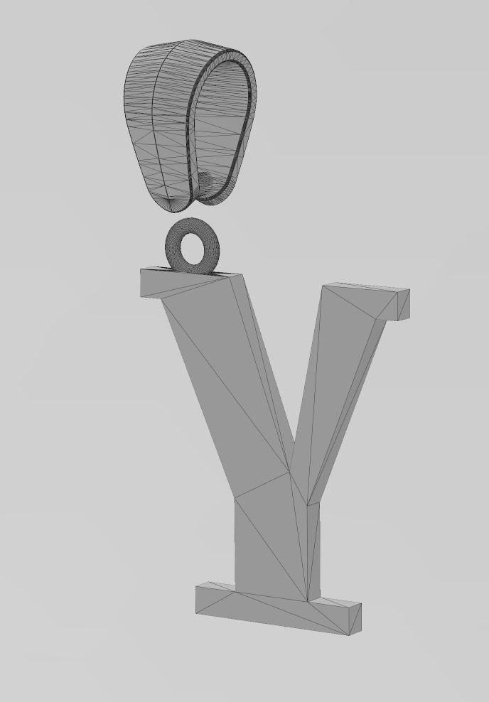 Y initial letter pendant charm with bail 3D print model_15