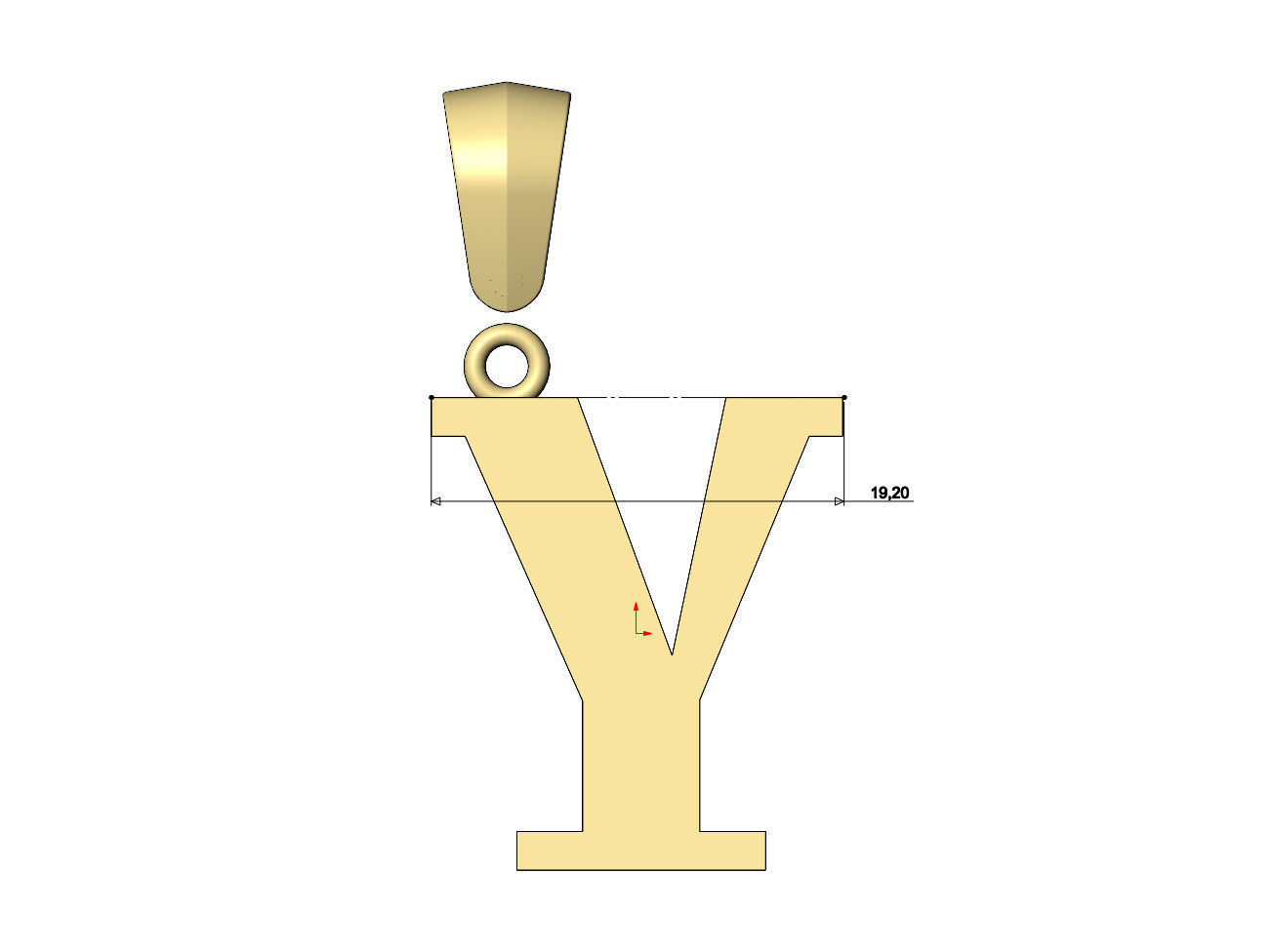Y initial letter pendant charm with bail 3D print model_7
