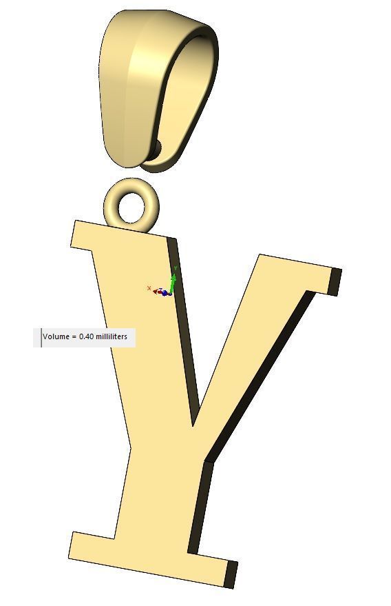 Y initial letter pendant charm with bail 3D print model_17