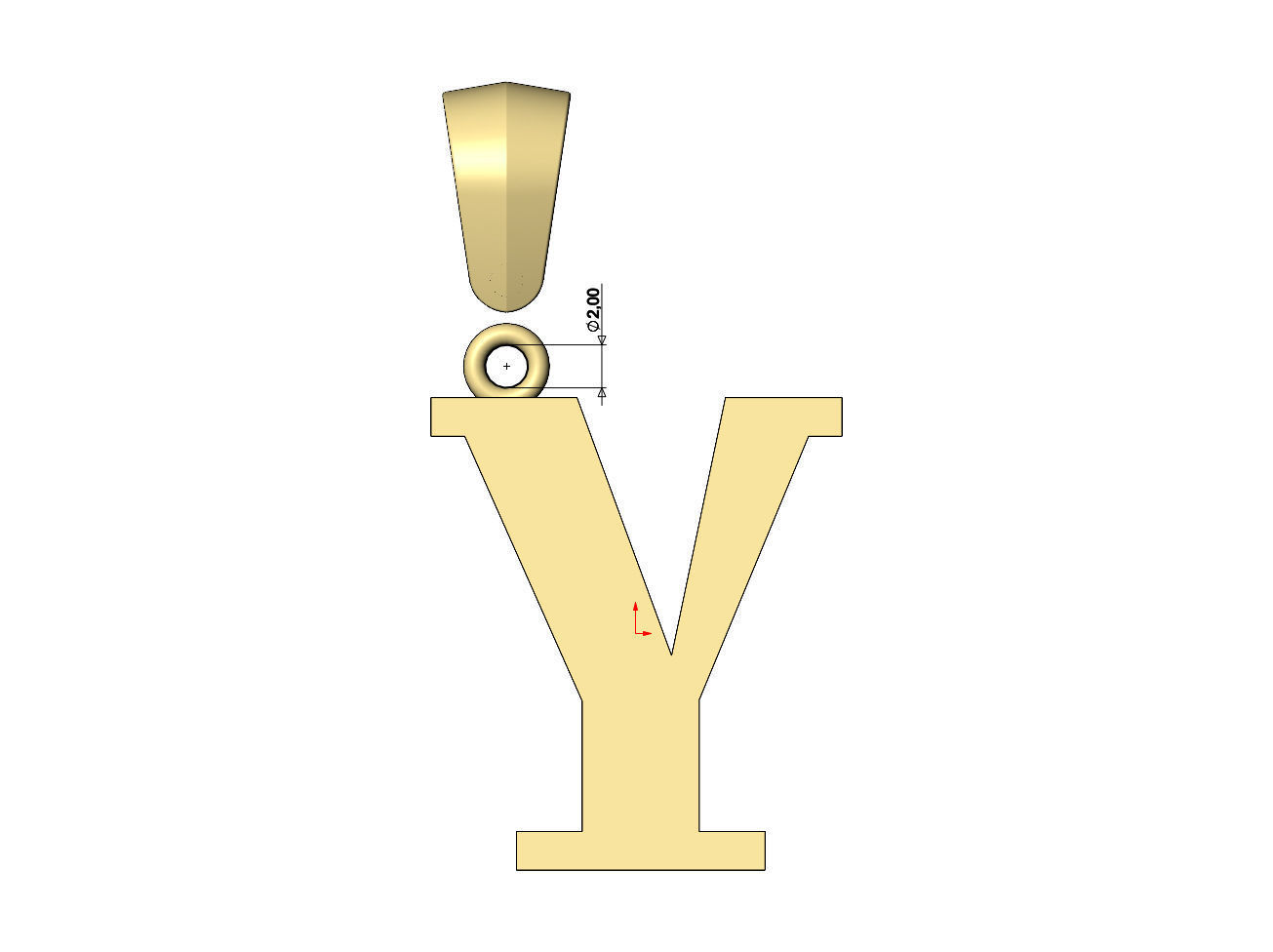 Y initial letter pendant charm with bail 3D print model_8