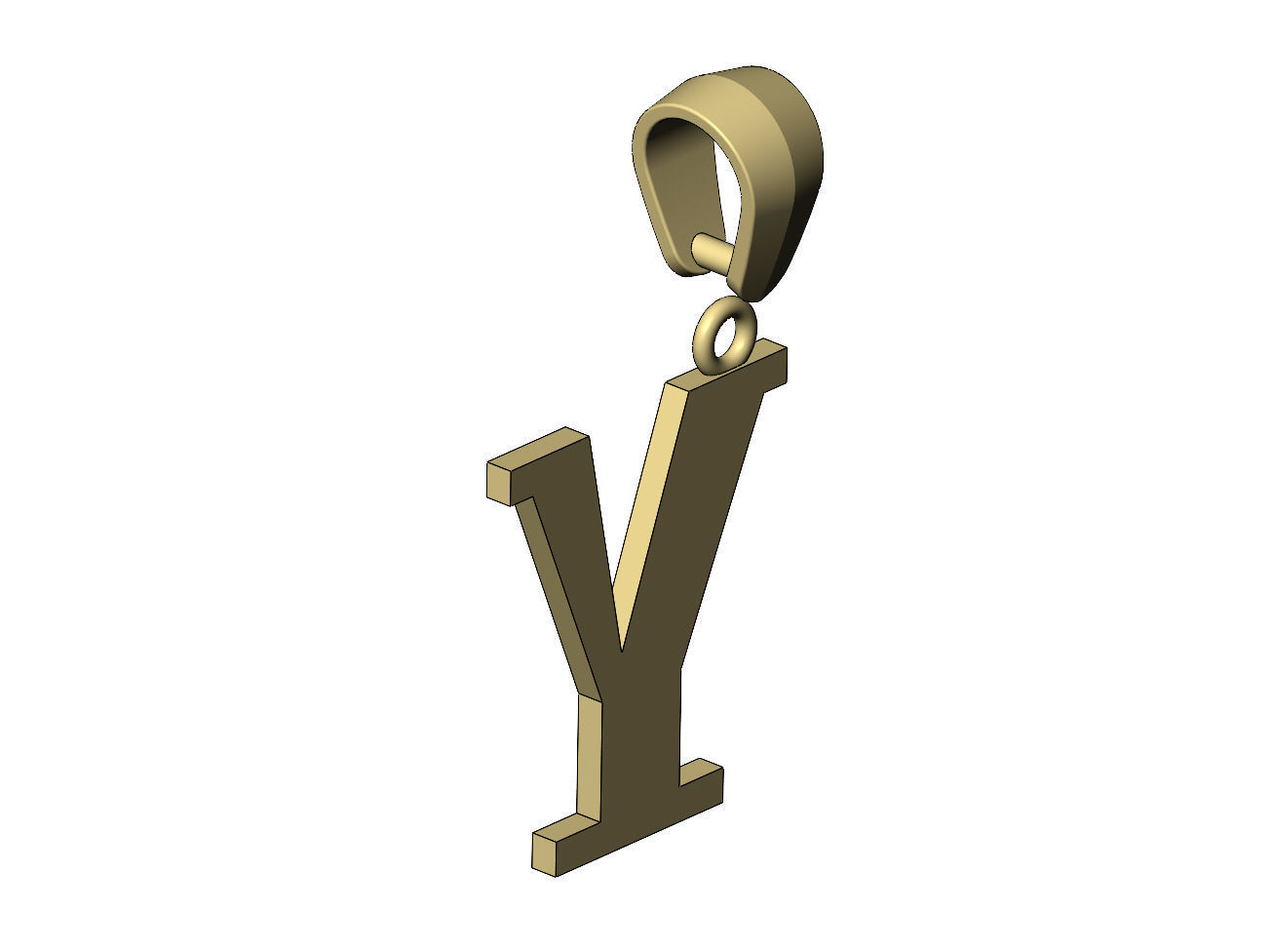 Y initial letter pendant charm with bail 3D print model_11