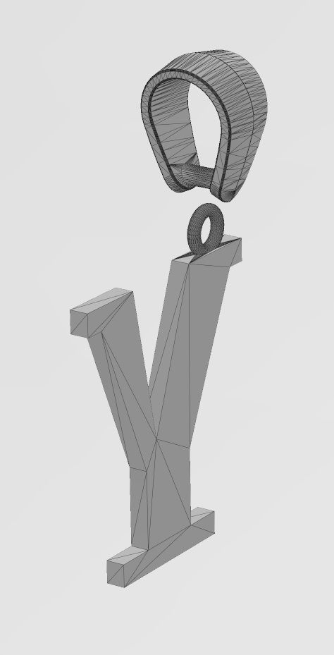 Y initial letter pendant charm with bail 3D print model_16