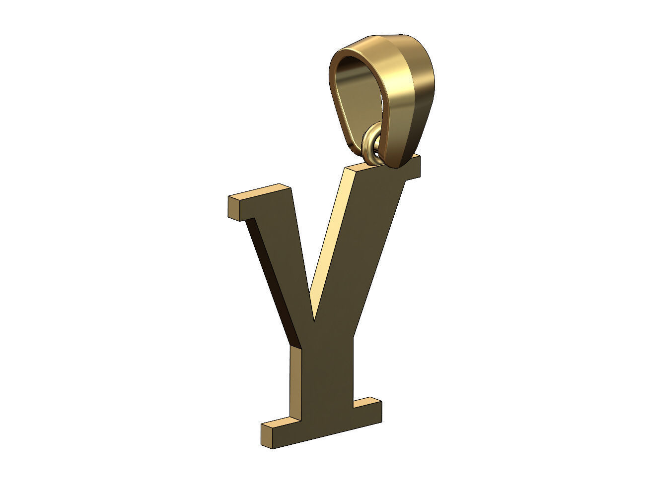 Y initial letter pendant charm with bail 3D print model_4