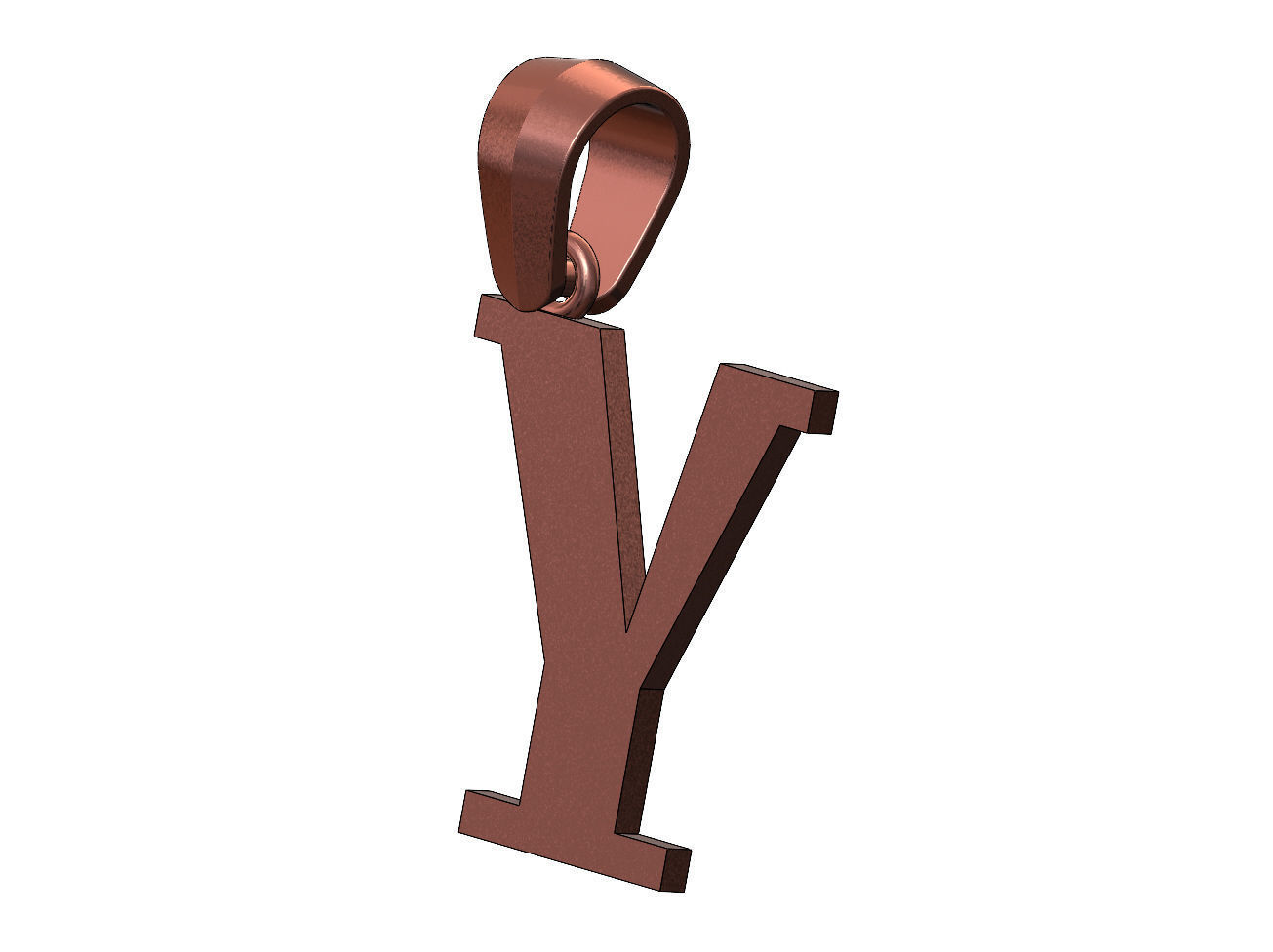 Y initial letter pendant charm with bail 3D print model_12