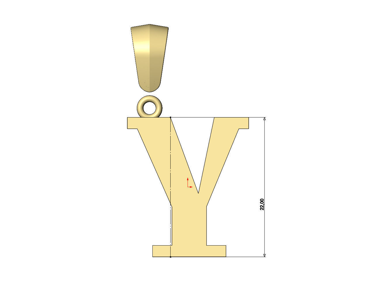 Y initial letter pendant charm with bail 3D print model_6