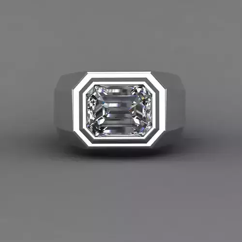 Emerald cut man diamond Ring 3D print model